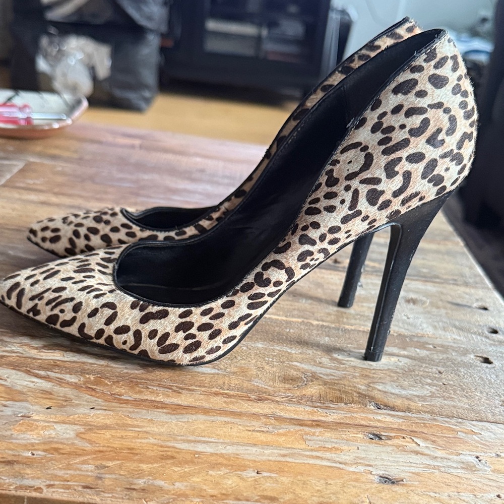 Charles By Charles David Leopard-Print Pointed Toe Stilettos in Beige and Black